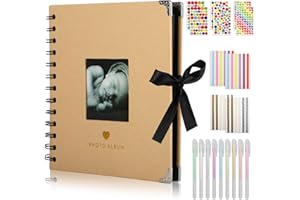 WINBEST Album Photo, 60 Pages Album Photo Scrapbooking, Kit de Livre Photo Mémoire, Stick-In Scrapbook Album Photo Vierge Album pour DIY Mariage Anniversaire Cadeau Noël Scrapbooking