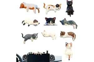 Minxulan 10 stycken mini kattungar, figurer, söt kattfigur, hartsmaterial, kattdesign, bilinredning, intressant kattungar, st