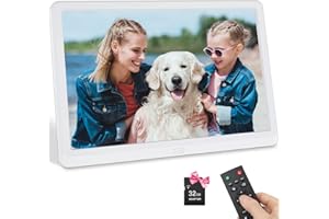 KENUO Digitaler Bilderrahmen 10 Zoll mit 32GB SD, 1920x1080P Elektronischer Bilderrahmen Teilweise 4k, IPS-Display für Video/Musik/Kalender/Uhr, unterstützt SD-Karte oder USB, mit Fernbedienung, Geschenk