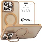 Babilden iPhone 14 Pro Max i&ccedil;in Kılıf Kamera Korumalı Magsafe Wireless Şarj &Ouml;zellikli Mat Şeffaf Renkli Standlı Kılıf Lens He