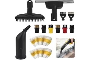 TECKZOON 13 Piezas Accesorios para Kärcher Limpiadores a Vapor, Incluyendo Cepillo Redondo, Rasqueta Limpiacristales, Cepillo Plano, Boquilla, Limpieza a Vapor Accesorios Compatible Kärcher SC1 SC2 SC3 SC4 SC5