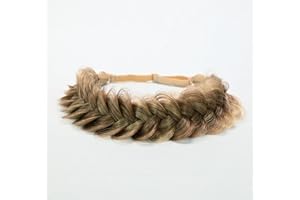 TOECWEGR Extensions Haarband Haarreifen Zopf Geflochten Classic Chunky Wide Plaited Wedding Fluffy Braids Wig Women Girl Beauty Accessory (Kaffeefarbe)