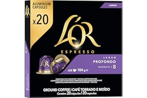 ‎L'OR L'OR Kaffeekapseln Lungo Profondo, intensiv & würzig, Intensität 8/13, 20 Getränke, Nespresso* kompatible Kaffee Kapseln, 20 Kapseln