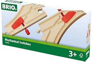 BRIO 33344 Mechanical Switches Wooden Train Track for Kids Age 3 Years Up - Compatible with all BRIO Railway Sets & Accessories, Multicoloured