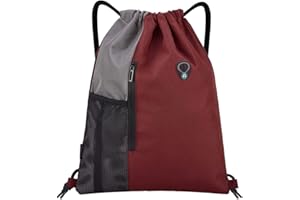 LIVACASA Mochilas de Cuerdas Mujer Hombre Toma USB para Auriculares con Bolsillos Mallas para Botellas Tela Oxford Bolsa de Cuerdas Mochilas Impermeables para Yoga Gimnasio Deportes
