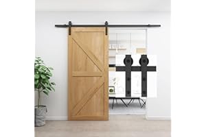 BARNSMITH Heavy Duty Sliding Door Hardware Kit Black Barn Door Track Steel Closet Door Track Kit, Side Mount J Shape POM Roller Hanger