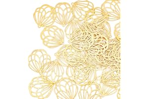 HOBBIESAY 40 Pcs Charme en filigrane or 20.5x18mm 201 Acier Inoxydable Filigrane Charme Gravé Embellissements en Métal pour DIY Bijoux Bracelet Collier Boucles D'Oreilles Accessoires