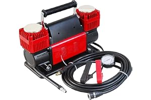 GOLDEN CAMEL Tire Super Air Flow Portable Car Air Compressor, 300 L/Mints 150 PSI with Carry, Red