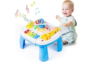 Yellcetoy Juguetes de Mesa de Actividades para bebés, Mesa de Aprendizaje Musical para Edades de 6 a 12 Meses, Regalo de cumpleaños para niños y niñas