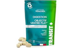 LABORATOIRES VITALTHÉA TRANSITAL PREMIUM | 5 actifs Transit Intestinal 100% Naturels | Détox Colon Rapide & Fibres | Non Irritant | Ispaghul 600mg, Tamarinier Inde 450 mg, Amla Vitamine C | Anti-ballonnement & Constipation