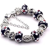 Young & Forever Charismatic Charms Bracelets for Women Murano Glass Crown and Leaf Charm Bracelet For Girls: 