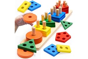 Wootoyz Holz Montessori Spielzeug ab 1 2 3 Jahr, kinderspielzeug ab 1-3 Jahr Holzspielzeug Motorikspielzeug 1-3 Jahr Babyspielzeug 1 2 3 Jahr Sortierspiel Lernspielzeug Steckpuzzle