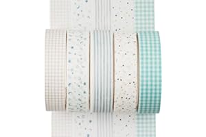 YUBX 5 rotoli Washi Tape Set Nastro Decorativo per Fai da Te, diari proiettili, pianificatori, Scrapbooking, Confezioni (Cyan Dew)