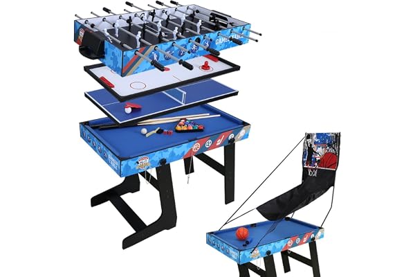 Homelikesport Table de multijeux 5 en 1 Baby-Foot,Hockey, Ping Pong Billard,Basketball Multi-Jeux
