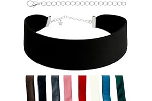 STACKABLE CREATIONS Wide Thick Black Velvet Choker Necklace for Women, Girls, Kids | Plain Gothic Collar Jewelry | Valentines Day, Halloween Maleficent Simple Ribbon Victorian Cameo Choker