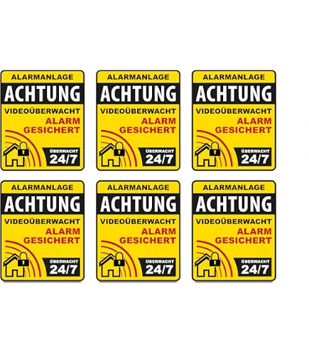 Aufkleber Gebäude Alarmgesichert Rot - Schild Sticker - Hinweisschild Aufkleber Gebäude Alarmgesichert Rot - Schild Sticker - Hinweisschild