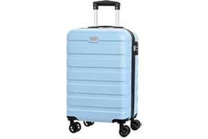 AnyZip Suitcase PC ABS Hard Shell Lightweight Cabin Luggage with 4 Double Universal Wheels TSA Lock Carry-ons 20-Inch（LightBlue）