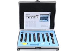 Accusize Industrial Tools 1/2" 9 Pieces/Set, Indexable Carbide Turning Tools and Boring Bar, 2988-0012
