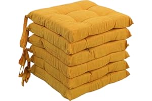 SPIGA LA TUA CASA CON STILE Cuscini Sedia Coprisedia, Set 6 Cuscini Sedia, Cuscini 4 Punti Imbottiti con Lacci (Senape)