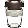 KeepCup Reusable Tempered Glass Coffee Cup | Travel Mug with Leakproof Lid, Non-Slip Silicone Band, BPA Free | Medium | 12oz / 340ml | Roast