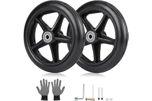 DBREAKS Lot de 2 roues avant de rechange solides pour fauteuil roulant, déambulateur, déambulateur, déambulateur, kit de roues (noir)