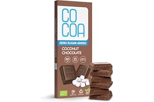 CO COA Ekologiczna Niskowęglowodanowa Czekolada Kokosowa – Bez Dodatku Cukru, Przyjazna Weganom 40g / Niskowęglowodanowa Przekąska z Prebiotykiem Inuliną, Czekolada Odpowiednia dla Diety KETO