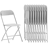 Flash Furniture Flash Furntiure Sedia Pieghevole, Bianco, 45.72 x 44.45 x 80.01 cm, 10 unità