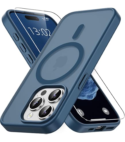 Cover Magnetica per iPhone 15 con 2 Pezzi Privacy Pellicola Protettiva [Compatibile con MagSafe] [Protezione Militare Antishock] Custodia Sottile Anticaduta Trasparente Anti-Giallo, Grigio