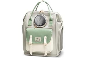 ALLSOPETS Mochila para Gatos 7.5 Kg Portátil Mochila Viaje Perros Cómodo y Transpirable Mochila Transportin Gatos para Perro Pequeño y Gato Verde