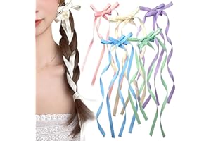 LYJOW Fiocchi Capelli Bambina 5 Paia Nastri Lunghi Fermagli Capelli Donna, Adorabili Fermaglio Capelli Donna Nastro di Raso, Elegante Accessori Capelli Donna per Decorazione dei Dapelli