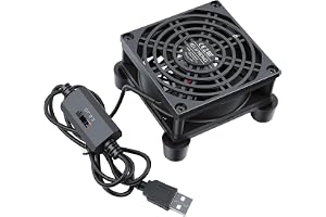 ELUTENG USB-datorkylare 12 cm ganska kylfläkt 5 V med L/M/H 3 justerbar hastighet USB-datorfläktfodral låda elektronisk kylning med metallgrill för XBox, PC, AV-skåp, TV-box, router 12 x 12 x 2,5 cm