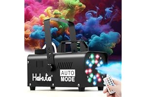 Hakuta Máquina de Humo con 18 Luces LED, Máquina de Niebla Automática para Halloween, Bodas y Fiestas DJ con Modos Carrera