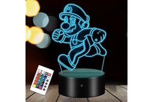 HooJtny Lámpara Super mario bros, Super mario 3D Led Anime Luz de Noche Infantil, 16 Colores Recargable por USB, Regalo para Niños