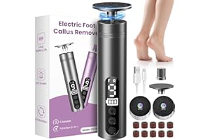 PALATALA Electric Foot File, 9 Speeds Hard Skin Remover Foot Rechargeable Callus Remover for Feet with 2 Heads, LED Display, 2 IN 1 Professional Pedicure Sets for Feet Dead Skin Dry Skin Cracked Heels Calluses