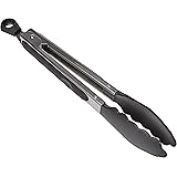 Fackelmann Multipurpose lång rostfritt stål köksklämma med svart nylon nonstick spadar för kött, 27x3,8cm, 1ud.