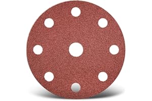 MENZER Red Discos Abrasivos con Cierre Adhesivo, 150 mm, 9 Agujeros, Grano 80, para Lijadoras Roto Orbitales, Corindón Normal (50 Piezas)