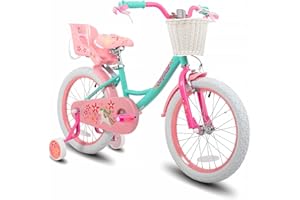 JOYSTAR Unicorn 12/14/16/18 Inch Girls Bike for 2-9 Years Old Kids, Gilrs Bike with Stabilisers& Doll Seat& Basket