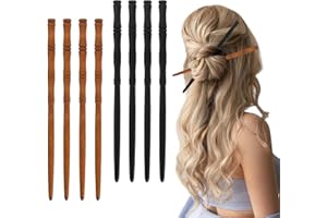 SAVOSWEET 8Pcs Wooden Hair Sticks Hair Chopsticks, Bamboo Shape Hair Holder Hair Chopsticks for Women, Decorative Hair Holder for Women Hair Accessories(Brown+black)