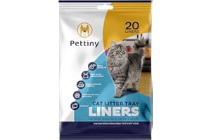 Pettiny 20 Katzentoilettenbeutel mit Zugbändern Kratzfeste Tüten für mittel und groß Katzenklo