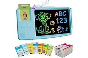 Electight LCD Schreibtablett mit Sprechenden Flash-Karten, [2 IN 1] Bildschirm Doodle Pad Drawing Board Learning Educational Toy - Geschenk für Kinder über 3 Jahre alt Mädchen Jungen