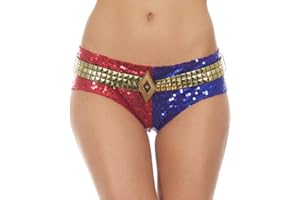 DC COMICS Suicide Squad Harley Quinn Deluxe Sequins Panty (Large) Red/Blue