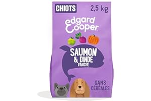 Edgard & Cooper Croquettes Chiot, (Saumon & DInde, 2.5kg), Sans Céréales, Viande et poisson frais et protéines de qualité, Vrais ingrédients pour chiens, Hypoallergénique, Sans sucres ajoutés