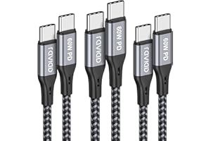 RAVIAD Kabel USB C na USB C 60 W PD 3.0, [3 sztuki 30 cm + 1 M+2 M], kabel do szybkiego ładowania USB C, nylonowy kabel USB typu C do Samsung Galaxy S23/S22, MacBook Air M2, Pad Pro/Air 5/Mini 6