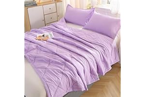 Chickwin Microfiber Quilted Bedspread, Solid Color Reversible Quilt Bedspreads Quilt Bed Throw Bed Coverlets Soft Bedpreads Lightweight for Bedroom Decor, All Season (200x230cm,Purple)