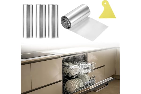 4 stycken värmeisoleringsfilm för bänkskivor ångspärrfilm för diskmaskin | 695 × 75 mm ångskyddsplåt diskmaskin, värmebeständig aluminium ångbromsfilm för Bauknecht Indesit Beko bubbelpool