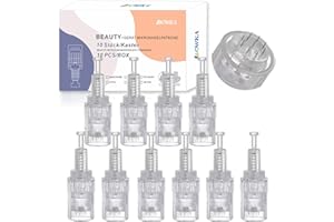 BOWKA aghi derma pen 10pcs 9 aghi micro needling Derma roller Needles di ricambio punte Cartuccia Slot Threaded Lunghezza dell'ago regolabile per Auto Derma Electric Pen, 9 aghi