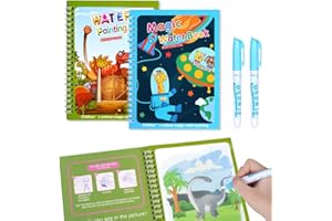 OSDUE Kolorowanka wodna, 2 sztuki książka z malowaniem wodnym dla dzieci, magiczna kolorowanka wodna z piórem, dla dzieci edukacja rysunek, dzieci w podróży, ćwiczenia malarskie