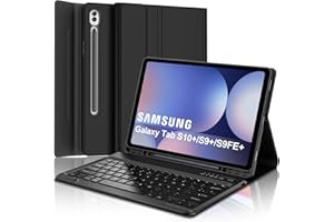 JADEMALL Funda con Teclado para Samsung Galaxy Tab S10+ 12.4" 2024, Teclado Bluetooth Desmontable Inalámbrico con Funda y Portalápices para Samsung Galaxy Tab S10 Plus/S9 Plus/S9 FE+ 12.4 Pulgadas, Negro