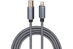 WORLDBOYU Lightning to MIDI Cable USB OTG Type B Cable for Select iPhone, iPad Models for Midi Controller, Electronic Music Instrument, Midi Keyboard, Recording Audio Interface (6FT)