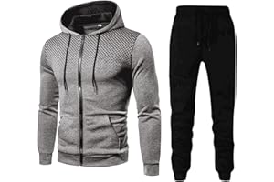 MJGkhiy Tuta Uomo Completa Felpa Con Cappuccio Due Pezzi Felpa e Pantalone Set Tracksuit Tute da Ginnastica Felpa Con Zip e Cappuccio Suit Felpata Invernale Tuta Abbigliamento Sportiva Tuta Completa